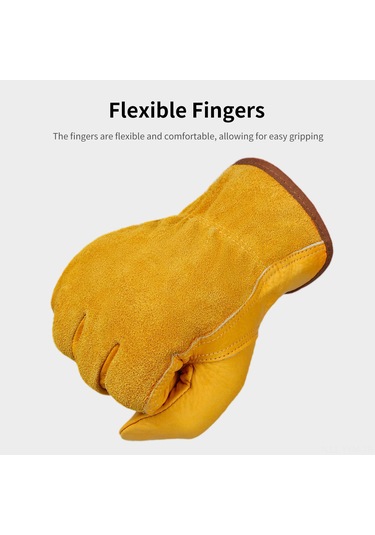 Geeksen Xl Büyüklük Sarı İnek Derisi Elektrik Kaynakçılığı Eldiveni - İş Güvenliği, Sıcaklığa Dayanıklı, Kaymaz Önleyici