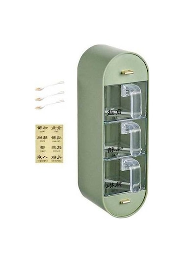 Novahub Yeşil Çevre Dostu Duvara Monteli Baharat Kabı, 8.7x12.3x27.5cm, Pp/ps, Gıda Sınıfı Açık Yeşil