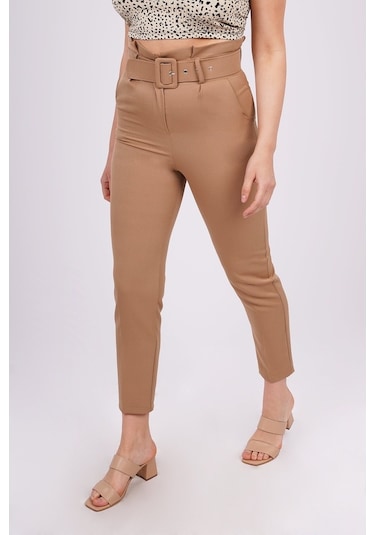 Gabria Kadın Bel Kemerli Pantolon Camel