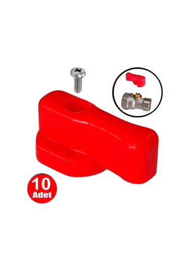 Kırmızı Plastik Mini Küresel Vana Başlığı Kollektör Kolu Ara Musluk Kelebek Başı -10 Adet