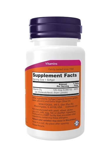 Now Foods Vitamin D-3 5,000 Iu 120 Softgels- İthal