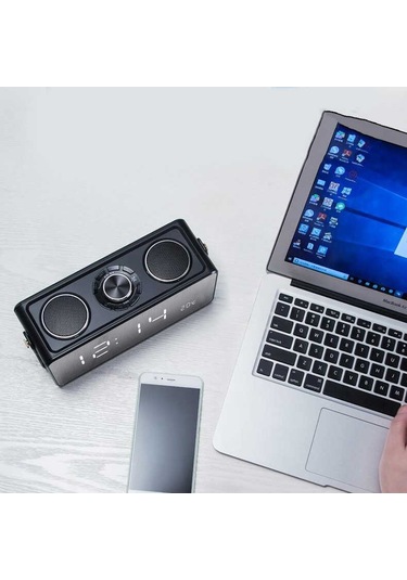 Soaiy S18 Taşınabilir Kablosuz Bluetooth Hoparlör - Dijital Saat & FM Radyo & USB & Hafıza Kartı - ZORE-219773