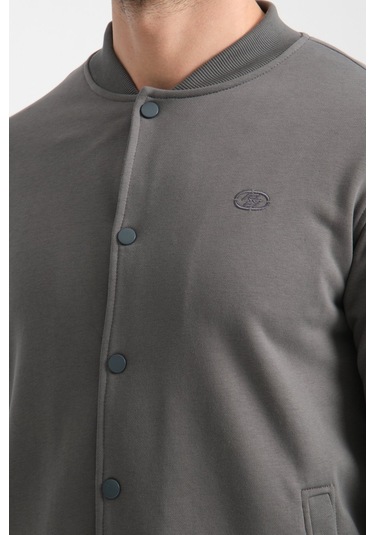 Shooter Sportswear Erkek Sweatshirt Düğmeli Ekru Standart Kalıp Haki