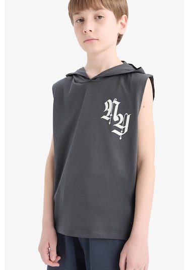 Defacto Erkek Çocuk Kapüşonlu Baskılı Atlet E4186a825hsar138 Antrasit