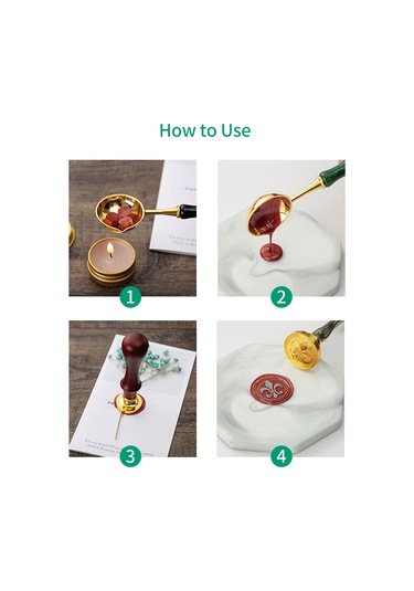 Aubyhe Yeşil Kutulu Mühür Mücevher Seti Mavi-kırmızı-yeşil Mürekkep Granülleri Defter Ve Hediye İçin Mühürleme Aleti