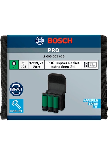 Bosch Pro Lokma Takımı 1/2" 3 Parça Darbeli - 2608003033