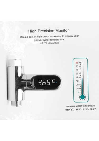Moly Yunboo Bebek Duş Sıcaklık Ölçerü - Pasif Led, 5-85 C, Akıllı Işık, Batarya Gereksiz, Bebek Çocuk Yaşlı