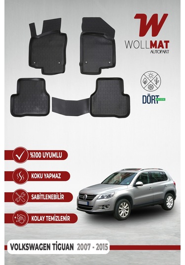 Volkswagen Tiguan Paspas 2007 2015 Arası 3d Havuzlu Paspas Seti
