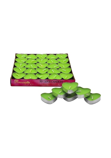 20 Li Kalp Mum Yeşil Tealight Mum Doğum Günü Parti Süsleme Yeşil