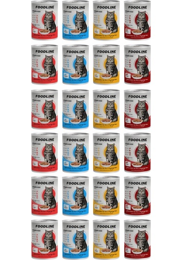 Foodline Karışık 4 Çeşit Yetişkin Kedi Konservesi 24 x 400 G