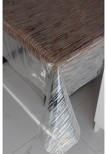 Pvc Şeffaf Desenli Silinebilir Muşamba Masa Örtüsü 410-düzçizgili Gümüş