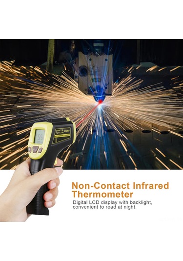 Hangfox Endüstriyel Entegre Sıcaklık Ölçer Gm320s -50 C/+600 C Ayarı Plastik Vücut Sarı