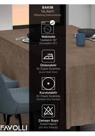 Kadife Dokulu Kaju Renk Masa Örtüsü Kaju