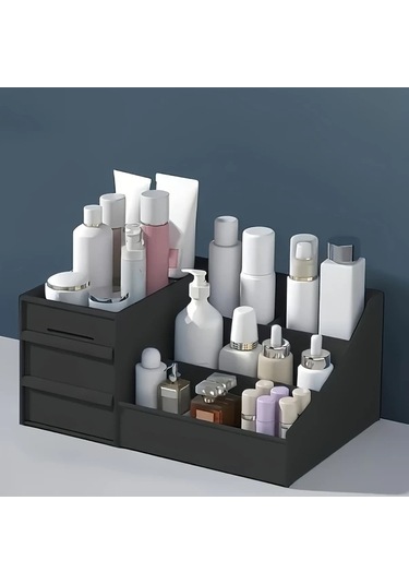 Sunshine011 Krem Ve Doğal Renkli Çok Katmanlı Makyaj Organizatörü: Çekmeceli, Bölmeli, Taşınabilir, Sağlam Krem