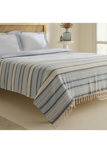 Karaca Home Lynora Çift Kişilik Peştemal Pike Takımı Mavi Mavi