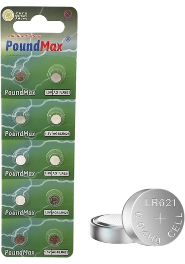 Poundmax 10 Adet Ag1 Lr621,lr60,364 1.5v Alkalin Düğme Pil
