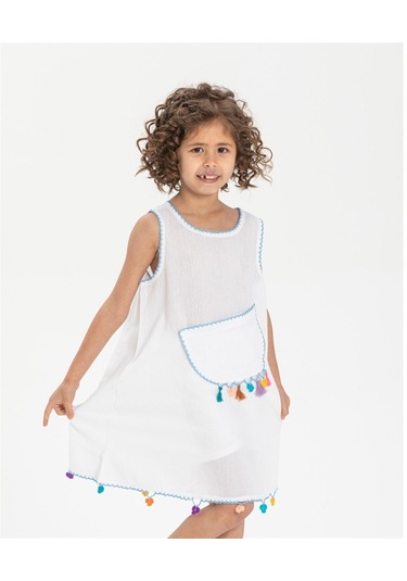 Mine Şile Bezi Çocuk Elbise Beyaz Byz