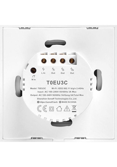 Sonoff T0EU3C Dokunmatik 3'lü Wi-Fi Akıllı Işık Anahtarı