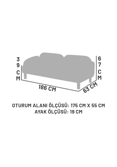 Ramos Bohem Üçlü Kanepe, Açık Krem