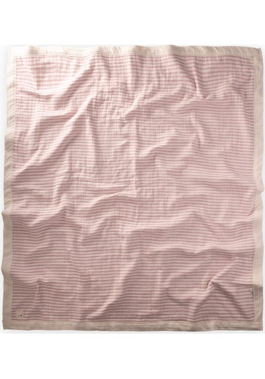 Kalın Biyeli Çift Kat Ham Battaniye 85x90 Cm Gül Kurusu Çizgili Gulkurusu