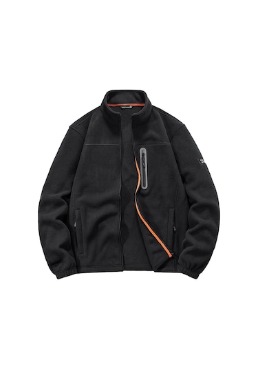 Erkekler İçin Açık Hava Çok Cepli Günlük Dik Yaka Polar Ceket Lacivert