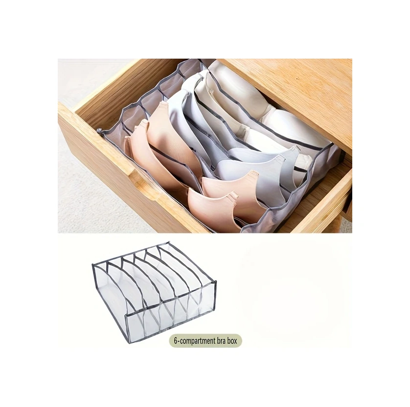 Gateesat 1 Adet Gri 6 Bölmeli Katlanır İç Çamaşırı Çekmece Düzenleyici Gri