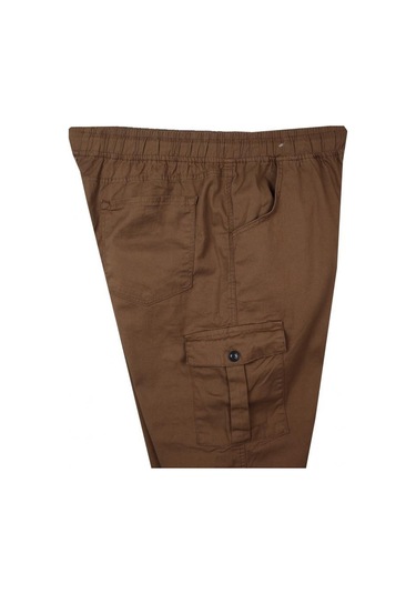 Kargo Cepli Büyük Beden Likralı Jogger Pantolon Taba