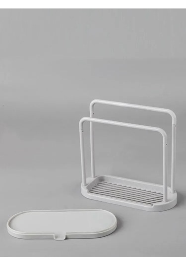 Shineyee Mutfak Sponge Ve Mendil Kurutma Rafı, Plastik Sıvı Çıkaran Tahta, Sıcak Su Lavabosu Organizatörü Beyaz 20.5x20.5x9.5 Cm Beyaz