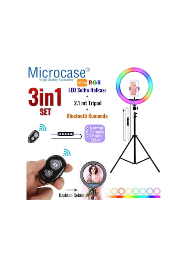 26 Cm Selfie Rgb Led Ring Halka Işık+2.1Mt Tripod+Kumanda Al2643