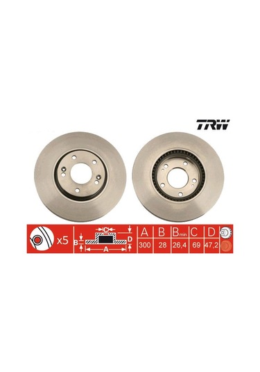 Hyundai İx35 Ön Fren Diski 1.6 Gdı 135 Hp 300 Mm 2010-2015 Trw