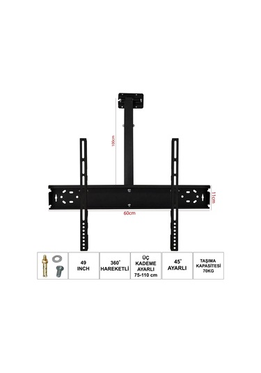Polaxtor 6011ta Lcd Askı Aparatı Tavan Hareketli 43-65 İnç 109-165cm