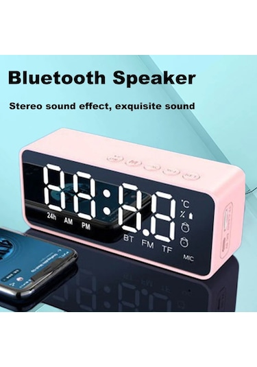 G50 Kablosuz Bluetooth Hoparlör Fm Mini Kart Ayna Çalar Saat Ses