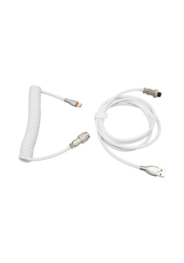 Springsun Mekanik Klavye İçin Çift Kılıflı Usb-c To Usb-a Kablosu, Hızlı Şarj Ve Geniş Uyumlu, Gömülü Metal Pilota Ve Kilitleme Yüzüğü - Beyaz