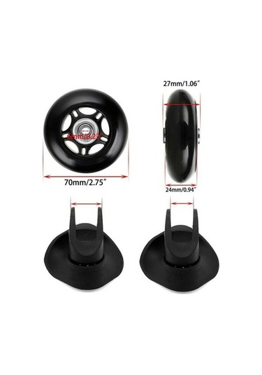 Novahub 2 Parça Bavul Tekerlekleri, Yedek Tekerlekler, 7024mm, Siyah, Kauçuk+metal, Bagaj Bavul İçin Tamir Rulmanları -