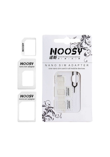 Noosy Nano ve Mikro Sim Kart Adaptörü+Iğne Set Siyah