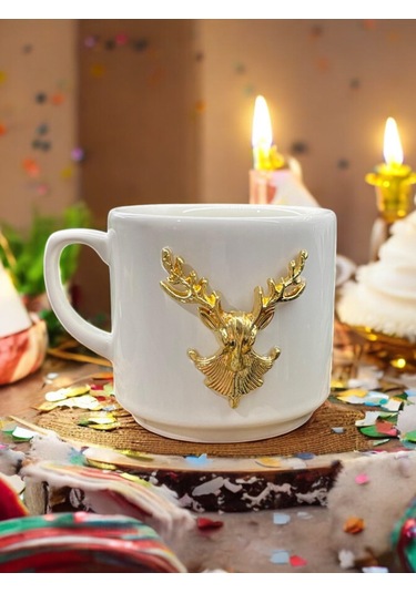 Seramik Kupa Bardak Geyikli Tasarım