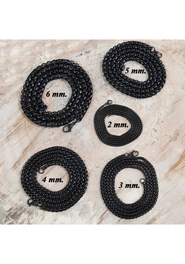 Chavin 60 Cm. Uzun Siyah 3 Mm. Erkek Çelik Zincir Dt37 (478258188)