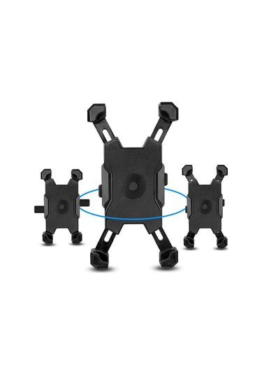 Wezone Motosiklet Bisiklet Araç Telefon Tutucu Pla-01: 360 Döner, Şok Emici, Hızlı Kilitleme, Siyah Çubuk Tipi Siyah