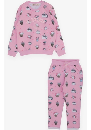 Breeze Kız Bebek Eşofman Takımı Prenses Dinozor Desenli 9 Ay-3 Yaş, Pembe-pembe Pembe