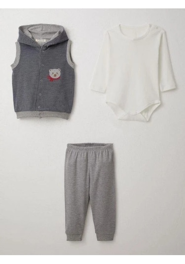 Erkek Bebek Bodyli 3 Lü Takım-15308 İndigo