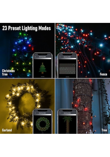 App Akıllı Led Işık Dize Rgb Noel Ağacı Dekorasyon Açık Bahçe Çiti Noel Tatili Işık Dize 20 Metre 200 Işık Çok Renkli