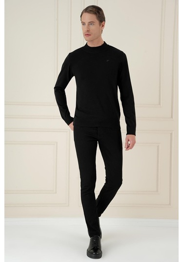 Tr 876 Slim Fit Siyah Klasik Triko Siyah