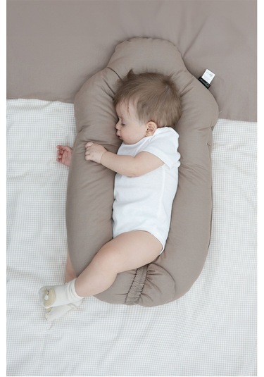 Mordesign Moresleep 2'si 1 Arada Bebek Sarılma Ve Şekillendirme Yastığı, Düz Kafa Yastığı,pamuklu,uyku Yastığı Kapiçino Zg10194-5