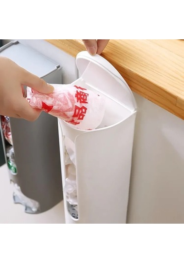 Yaozixa Duvar Montlu Dikey Çanta Depolama Organizatörü, 9x9x30 Cm, Hızlı Erişim Açık Kapağı, Dayanıklı Polipropilen, Market Ve Çöp Çantaları İçin Beyaz