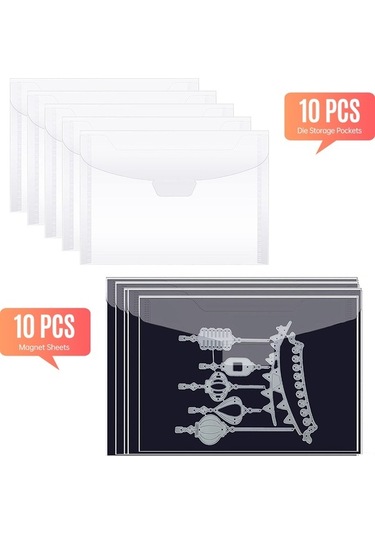 Novahub 10 Adet Pvc Saklama Poşeti + 10 Adet Manyetik Kağıt, 19x14 & 12,7x17,7cm, Çok Renkli Set Çok Renkli