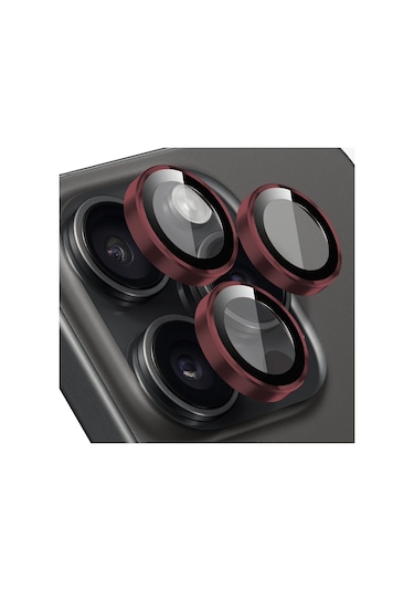 Buff Iphone Uyumlu 15 Pro Max / 15 Pro Uyumlu Kamera Metal Lens Koruyucu Bordo