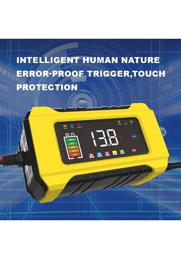 Novahub 12 V 6a Tam Otomatik Araç Akü Şarj Cihazı Akıllı Darbe Onarım Renkli Ekran Agm Yellow Eu Plug