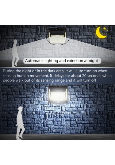 Ulzyvf 228 Led Güneş Enerjili Hareket Sensörlü Dış Mekan Lambası, 3 Işık Modlu Siyah Siyah
