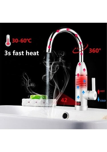 Moly 3000w Tankless Musluk Bba Shop Lcd Ekran Dijital Mutfak Musluğu Beyaz Beyaz