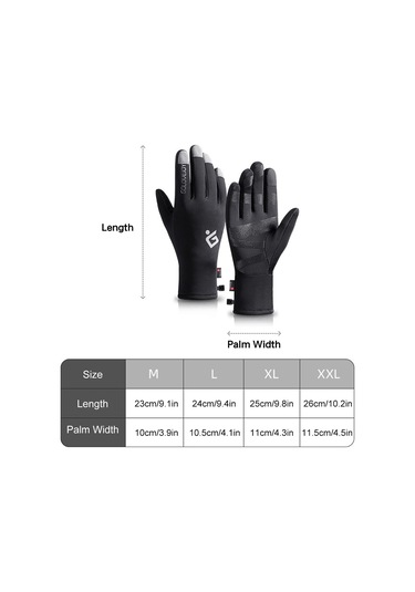 Erkek Kış Dokunmatik Eldivenler Kaymaz Polar Su Geçirmez Termal Spor Eldivenler Siyah